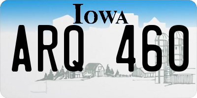 IA license plate ARQ460