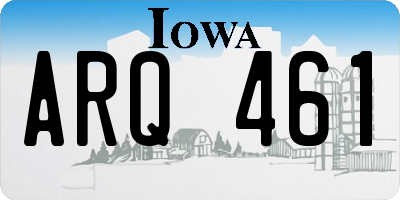 IA license plate ARQ461