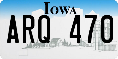 IA license plate ARQ470