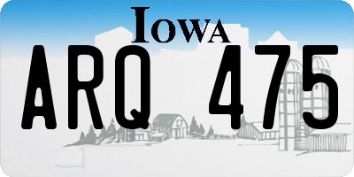 IA license plate ARQ475