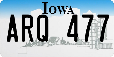 IA license plate ARQ477