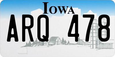 IA license plate ARQ478
