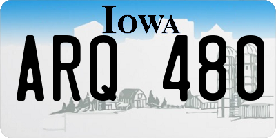 IA license plate ARQ480