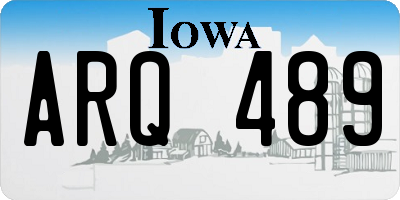 IA license plate ARQ489