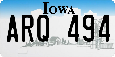 IA license plate ARQ494