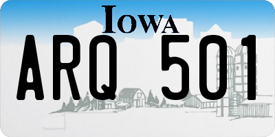 IA license plate ARQ501