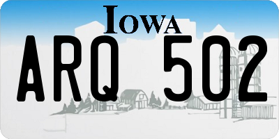 IA license plate ARQ502