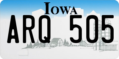 IA license plate ARQ505