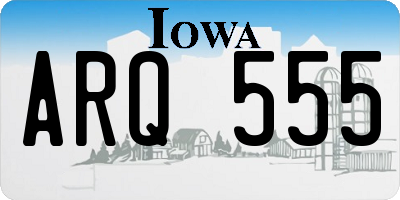 IA license plate ARQ555