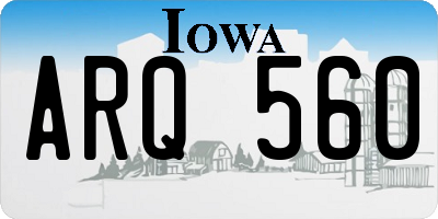 IA license plate ARQ560