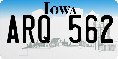IA license plate ARQ562