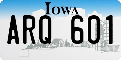 IA license plate ARQ601