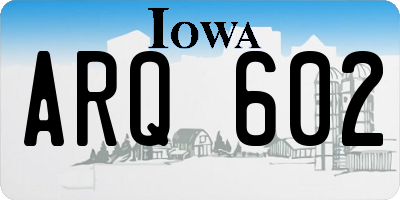 IA license plate ARQ602