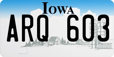 IA license plate ARQ603