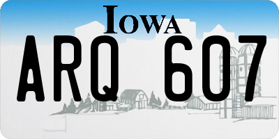 IA license plate ARQ607