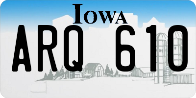 IA license plate ARQ610