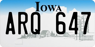 IA license plate ARQ647
