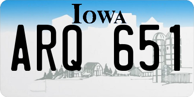 IA license plate ARQ651