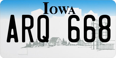 IA license plate ARQ668