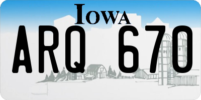 IA license plate ARQ670