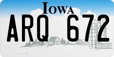 IA license plate ARQ672