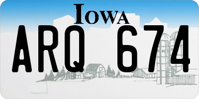 IA license plate ARQ674