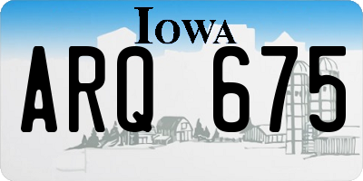 IA license plate ARQ675