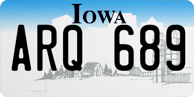 IA license plate ARQ689