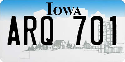 IA license plate ARQ701