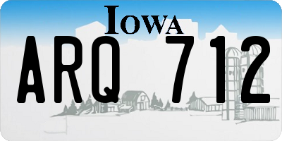 IA license plate ARQ712