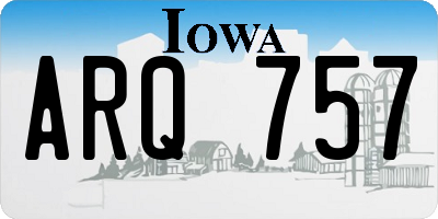 IA license plate ARQ757