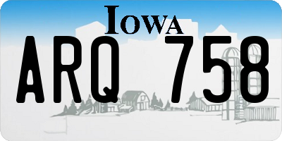 IA license plate ARQ758