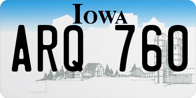 IA license plate ARQ760