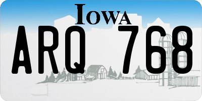 IA license plate ARQ768
