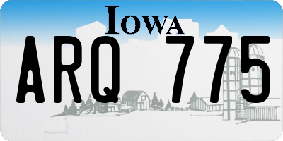 IA license plate ARQ775