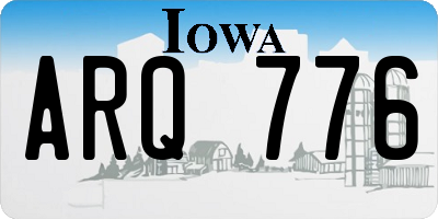 IA license plate ARQ776