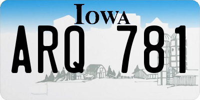 IA license plate ARQ781