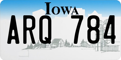 IA license plate ARQ784