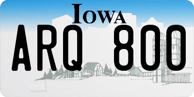 IA license plate ARQ800