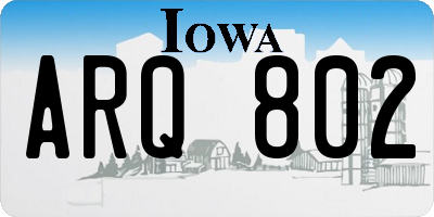 IA license plate ARQ802