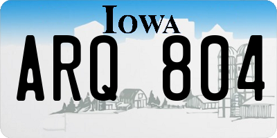 IA license plate ARQ804