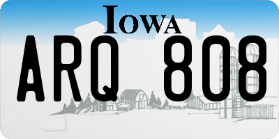 IA license plate ARQ808