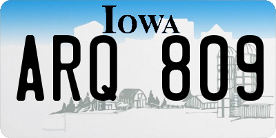 IA license plate ARQ809
