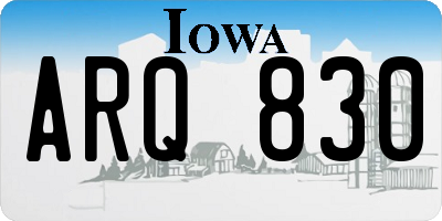 IA license plate ARQ830