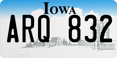 IA license plate ARQ832