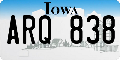 IA license plate ARQ838