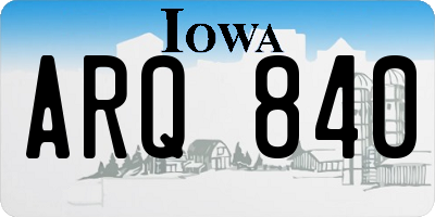 IA license plate ARQ840