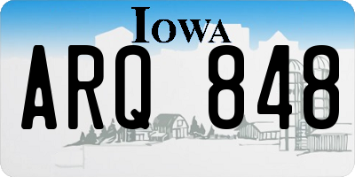 IA license plate ARQ848