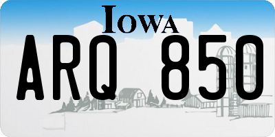 IA license plate ARQ850