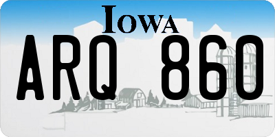 IA license plate ARQ860